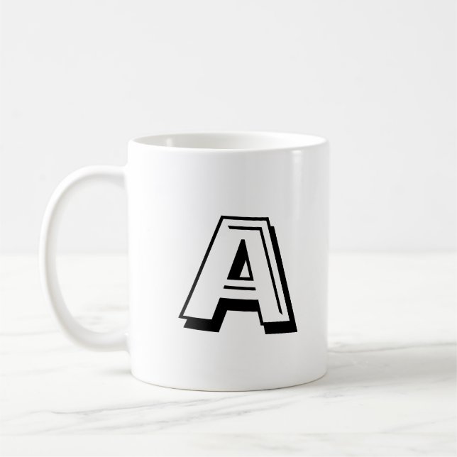 Taza De Café Personalizar, letra alfabética personalizada blanc (Izquierda)