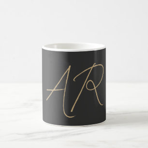 Taza De Café Personalizar Monograma beige gris claro