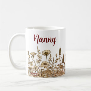 Taza De Café PERSONALIZAR Nanny Modern Floral Design Mug