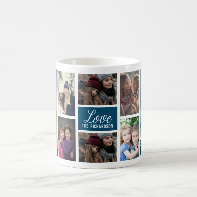 Taza De Café Personalizar ocho Collages de fotos (Centro)