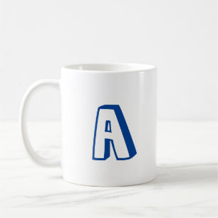 Taza De Café Personalizar, personalizar letra alfabética azul b