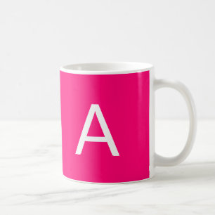Taza De Café Personalizar, personalizar monograma rosa caliente