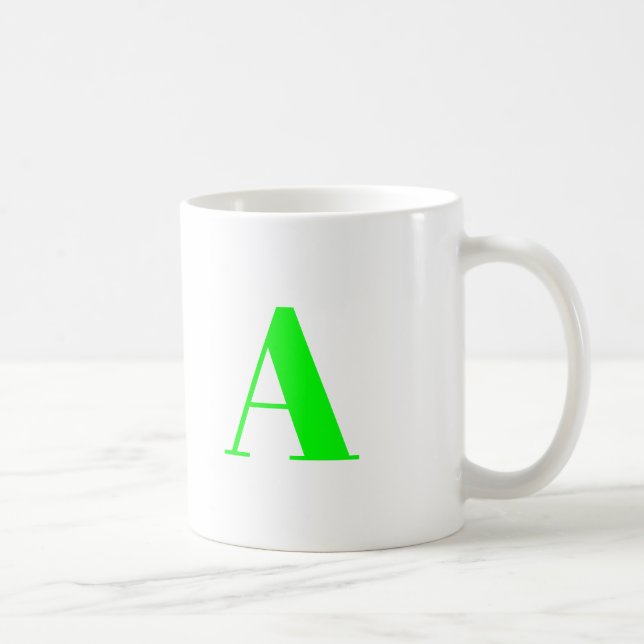 Taza De Café Personalizar, personalizar monograma verde neón in (Derecha)