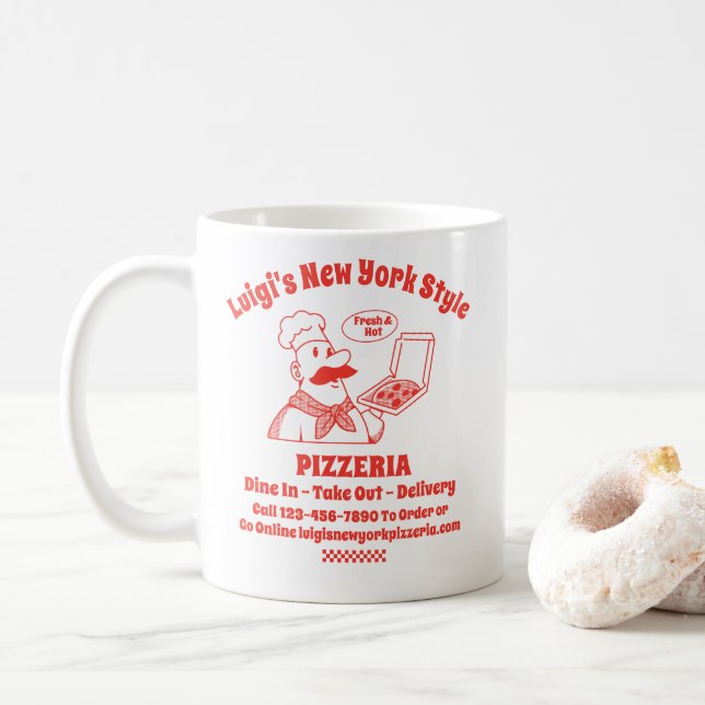 Taza De Café Personalizar Pizza Restaurant Gráfica Detallada (Con donut)
