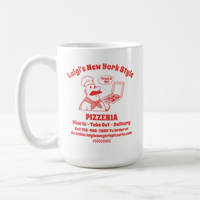 Taza De Café Personalizar Pizza Restaurant Gráfica Detallada (Izquierda)