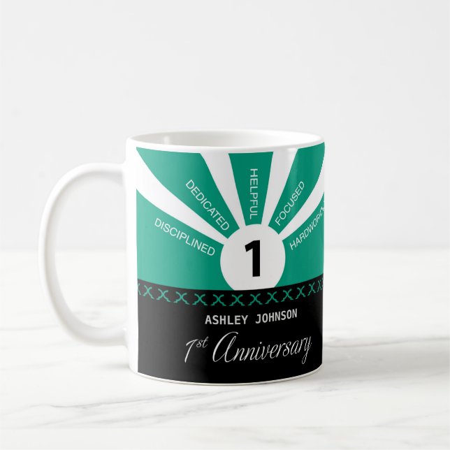 Taza De Café Personalizar, primer año de aniversario de emplead (Izquierda)
