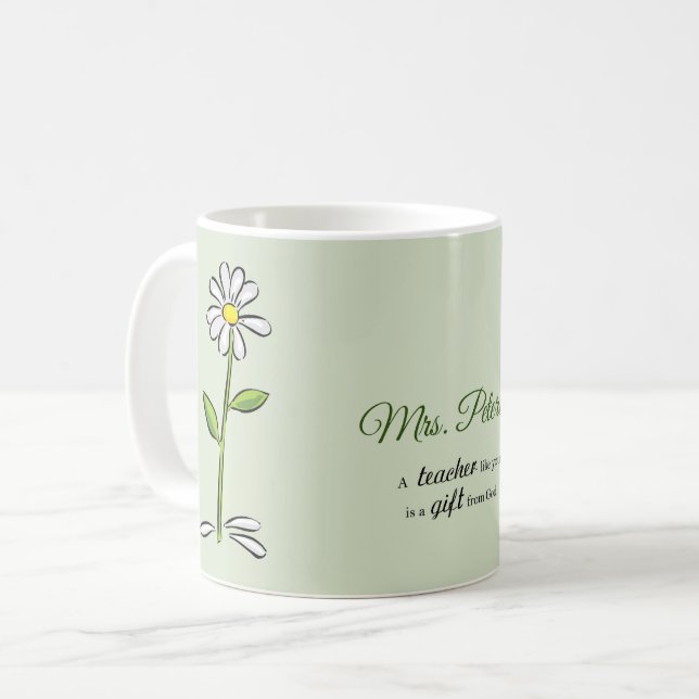Taza De Café Personalizar, profesores gracias, flor religiosa (Anverso izquierdo)