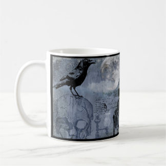 Taza De Café Personalizar Vintage Halloween Skull and Crow