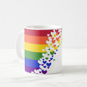 Taza De Café Personalizares Mugs - Corazones de la bandera LGBT