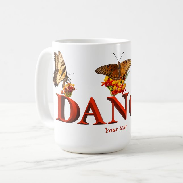 Taza De Café Personalize Dance sign with butterflies  (Anverso izquierdo)