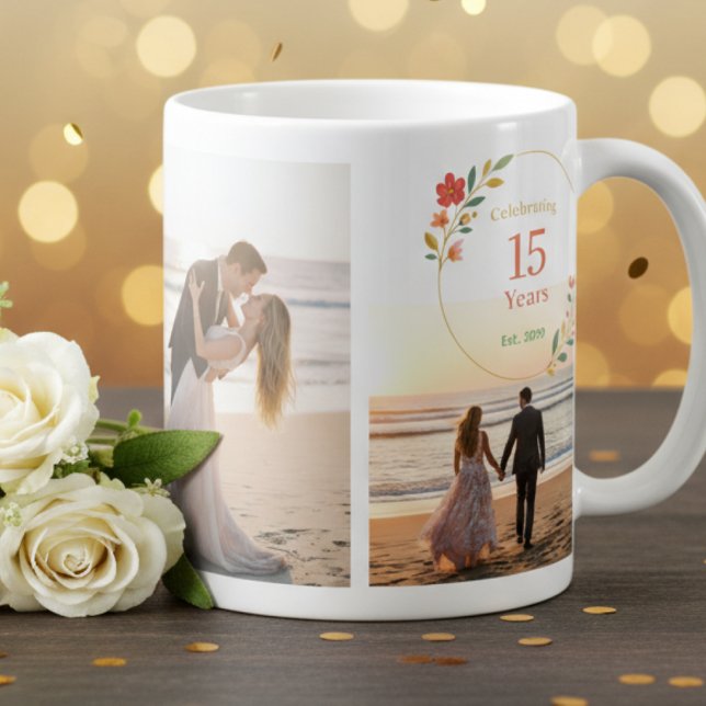 Taza De Café Personalized 15th Wedding Anniversary Photo Mug (Subido por el creador)