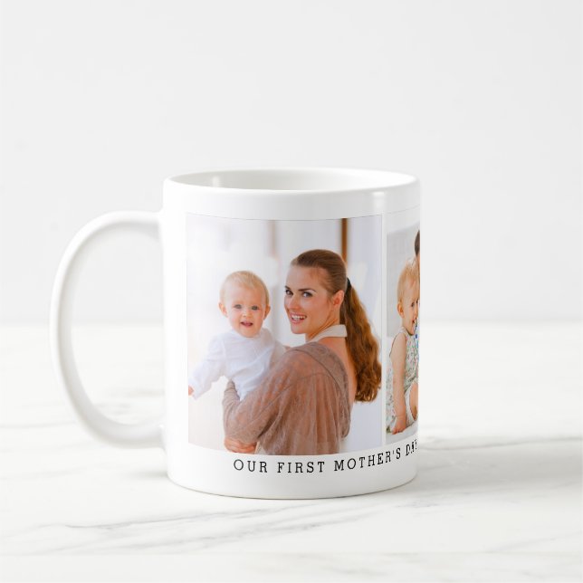 Taza De Café Personalized 3 Photo First Mother's Day (Izquierda)