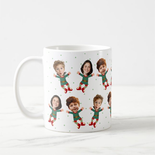 Taza De Café Personalized 3 Photos Face Funny Christmas Elf Kid (Izquierda)