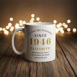 Taza De Café Personalized 80th Birthday 1946 Add Name Elegant