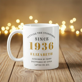 Taza De Café Personalized 90th Birthday 1936 Add Name Elegant