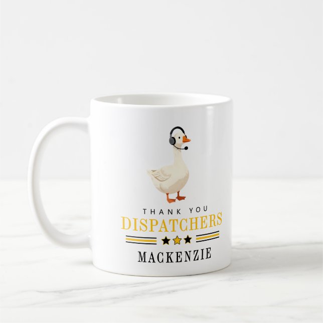 Taza De Café Personalized 911 Dispatcher Goose With Headset  (Izquierda)