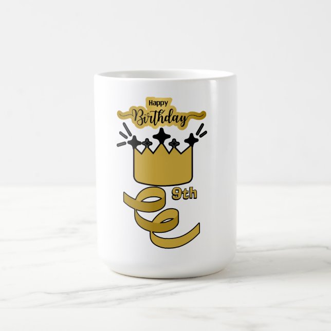 Taza De Café  Personalized 9th Birthday King Crown Design (Centro)