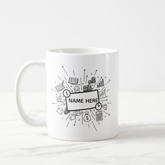 Taza De Café Personalized Accountant Name Minimalist Finance (Izquierda)