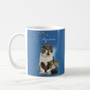 Taza De Café Personalized Aquarius Cat Mug with Name