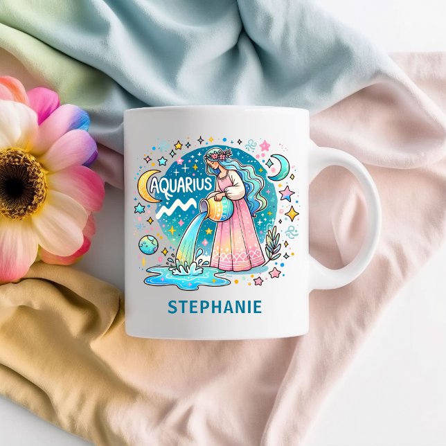 Taza De Café Personalized Aquarius Zodiac Water Bearer  (Personalized Aquarius Zodiac Water Bearer Coffee Mug)
