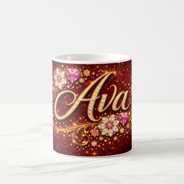 Taza De Café Personalized Ava Mug Gold Pink Heart Romantic Gift (Centro)