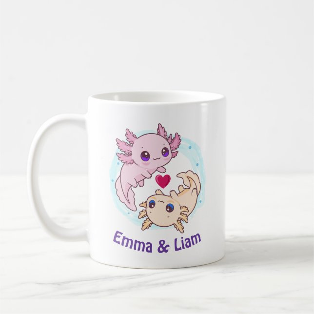 Taza De Café Personalized Axolotl Couple Valentine Mug (Izquierda)