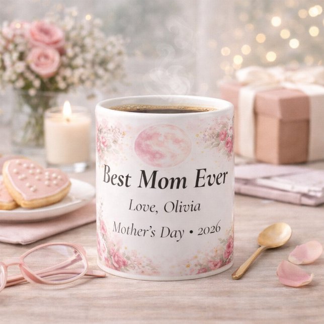 Taza De Café Personalized Best Mom Ever Floral Rose Mug (Subido por el creador)