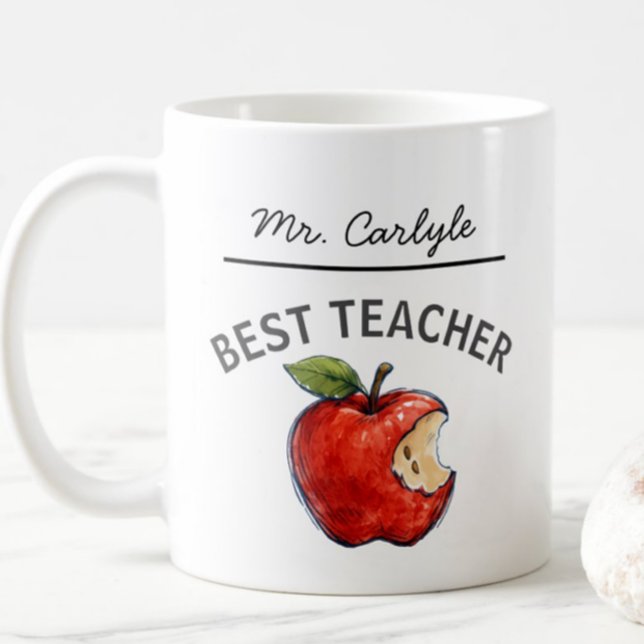 Taza De Café Personalized BEST TEACHER Name Apple Gift (Subido por el creador)