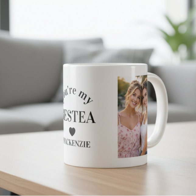 Taza De Café Personalized Bestea (bestie + tea) text 2 photos (Personalized Bestea (bestie + tea) text 2 photos Coffee Mug
by Ricaso. A fun pun friendship BFF mug)