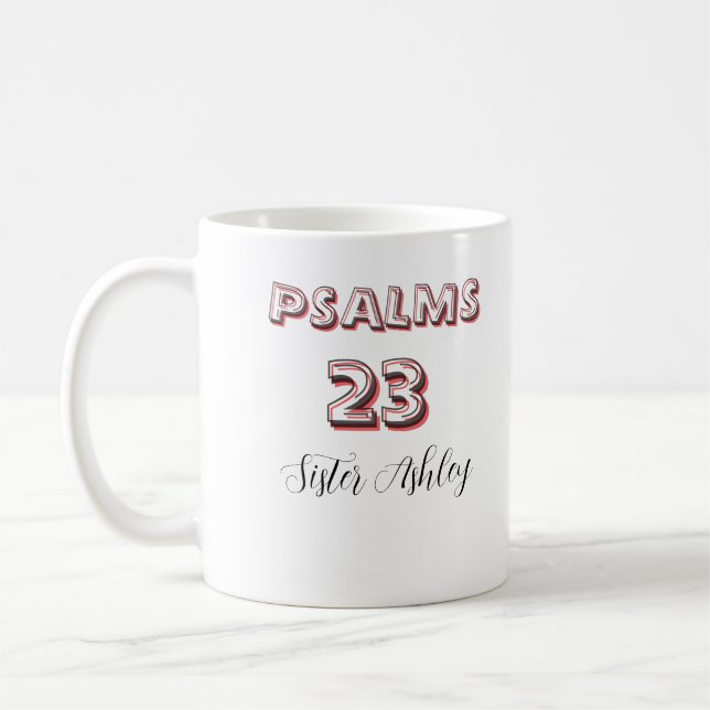 Taza De Café Personalized bible Scripture Psalms 23 Christian  (Izquierda)