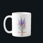 Taza De Café Personalized Birth Flower Larkspur Custom<br><div class="desc">Celebrate a special connection with our Watercolor Birth Flower Personalized Mug. Featuring a floral illustration that represents the unique beauty of their birth month, this mug blends artistic flair with everyday functionality. The soft, ethereal watercolor textures pop against the crisp ceramic, creating a piece that feels more like a work...</div>