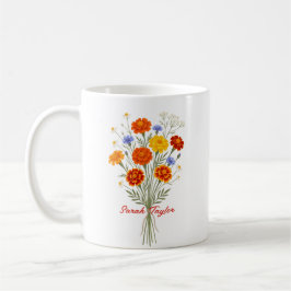 Taza De Café Personalized Birth Flower Marigold Custom