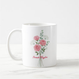 Taza De Café Personalized Birth Flower Pink Rose Custom