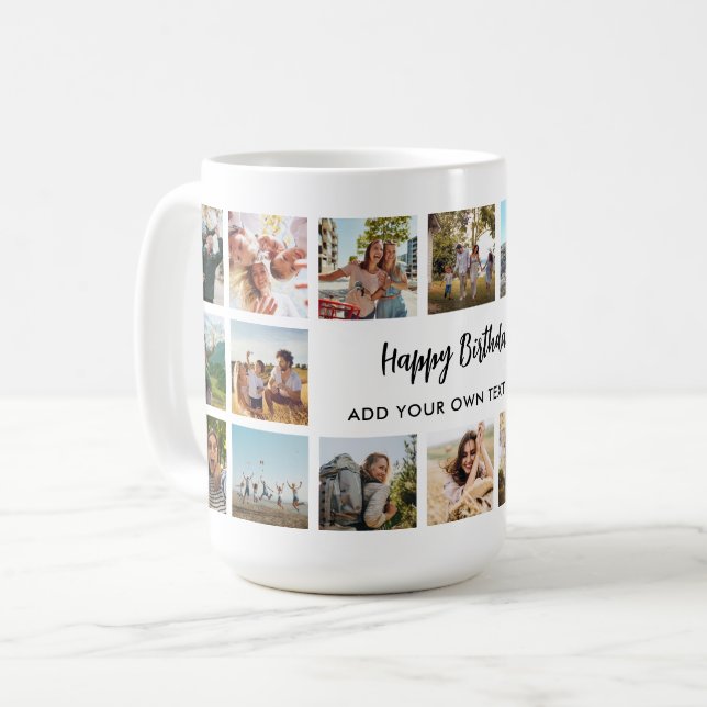 Taza De Café Personalized Birthday Photo Collage Mug (Anverso izquierdo)