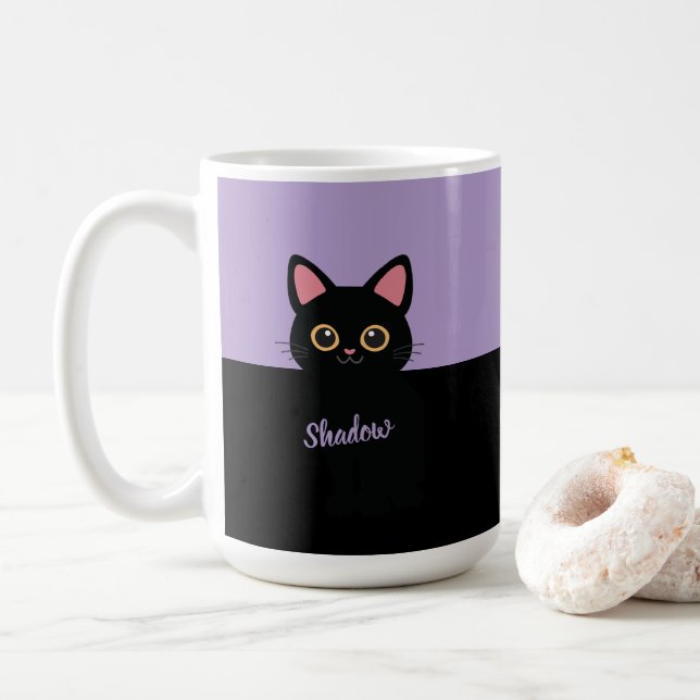 Taza De Café Personalized Black Cat Mug - Gift For Cat lovers (Con donut)