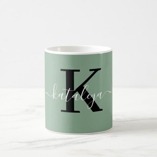 Taza De Café Personalized Black Monogram Coffee Mug with Name (Centro)