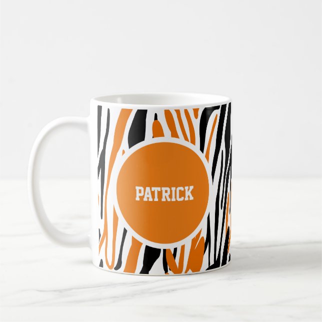 Taza De Café Personalized Black & Orange Animal Print Mug (Izquierda)