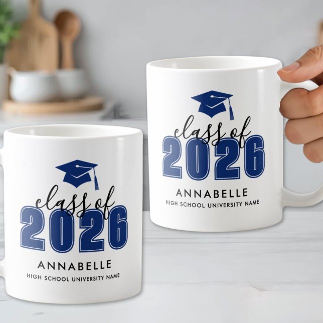 Taza De Café Personalized Blue Graduation (Personalized Blue Graduation Coffee Mug )