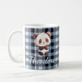 Taza De Café Personalized Blue Plaid Panda