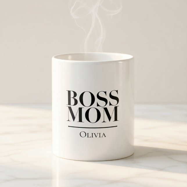 Taza De Café Personalized Boss Mom Mug – Custom Strong Mom Gift (Subido por el creador)
