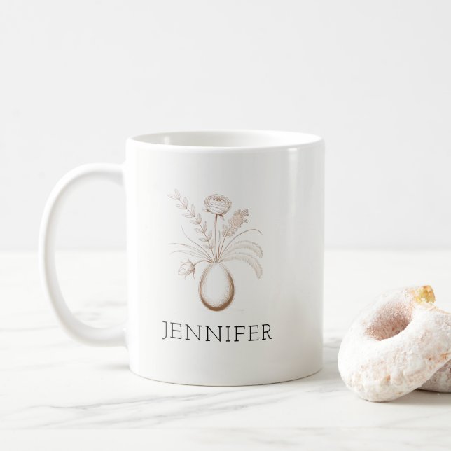Taza De Café Personalized Botanical Easter Mug Elegant Gift (Con donut)