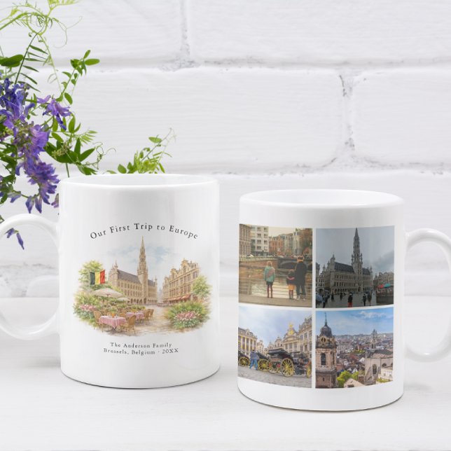 Taza De Café Personalized Brussels Belgium Travel Photo Mug (Subido por el creador)