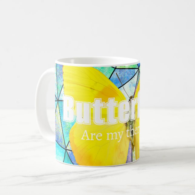 Taza De Café Personalized Butterflies are my theraphy Summer (Anverso izquierdo)