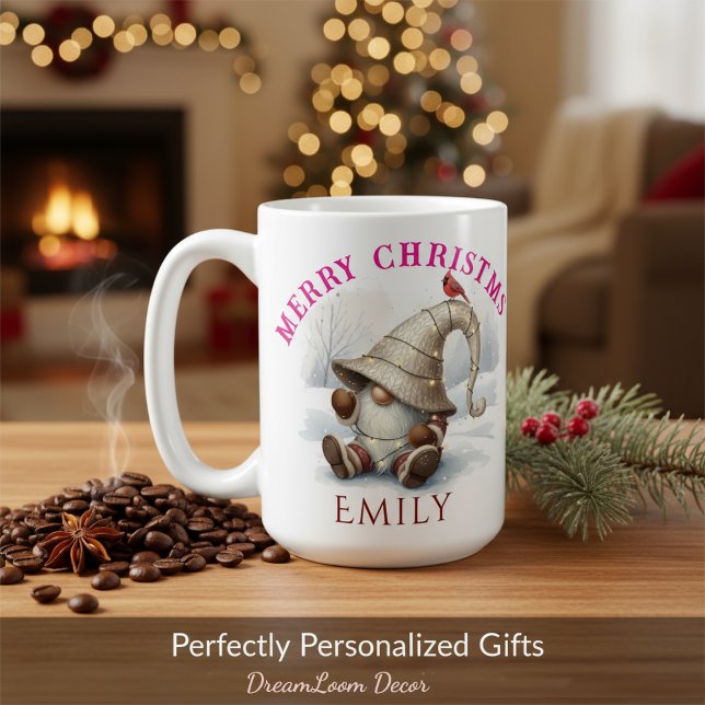 Taza De Café Personalized Christmas Gnome Watercolor (Subido por el creador)