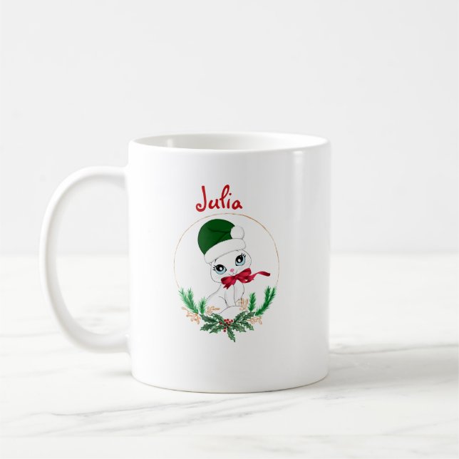 Taza De Café Personalized Christmas kitty – Holiday (Izquierda)