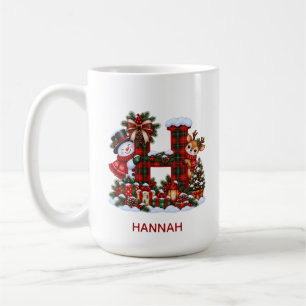 Taza De Café Personalized Christmas Monogram Mug Snowman Reinde