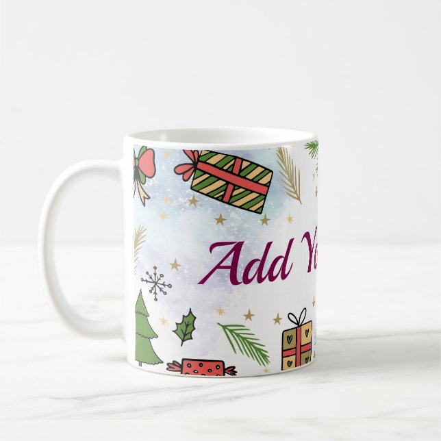 Taza De Café Personalized Christmas Mug – Add Your Name  (Izquierda)