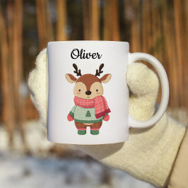 Taza De Café Personalized Christmas Mug With A Cute Reindeer