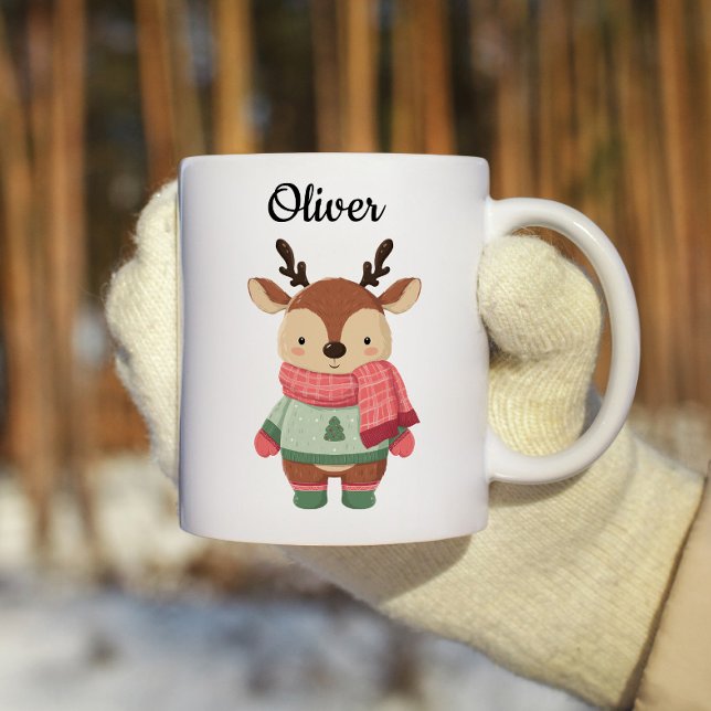 Taza De Café Personalized Christmas Mug With A Cute Reindeer (Subido por el creador)