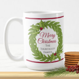 Taza De Café Personalized Christmas Wreath Merry Christmas